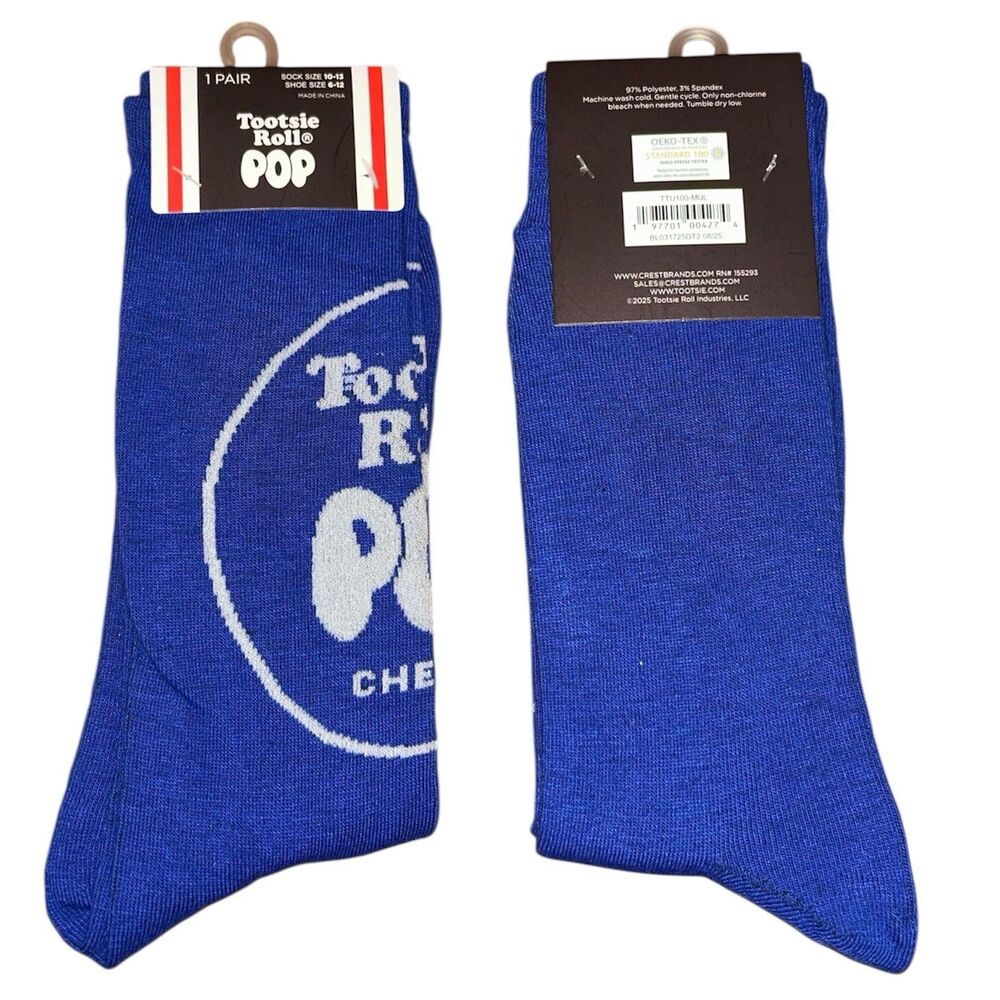 1x Tootsie Roll Pop Novelty Crew Socks Adult Set Size 6-12